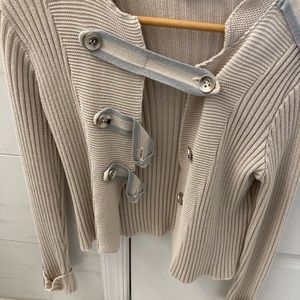 Military style sweater beige cotton acrylic